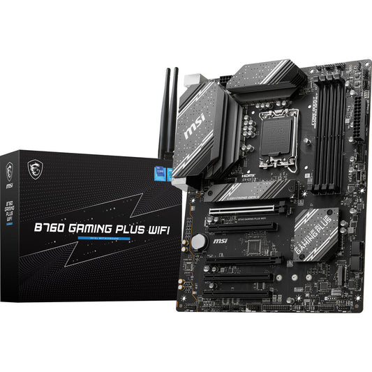 MSI B760 GAMING PLUS WIFI DDR5 ATX Motherboard | LGA1700 | Intel B760 | DDR5‑6800+ OC | PCIe 4.0 x16×2 | 2.5 GbE | Wi‑Fi 6E | USB‑C | M.2 Shield FROZR