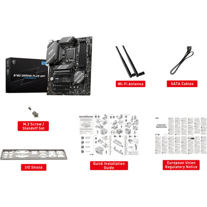 MSI B760 GAMING PLUS WIFI DDR5 ATX Motherboard | LGA1700 | Intel B760 | DDR5‑6800+ OC | PCIe 4.0 x16×2 | 2.5 GbE | Wi‑Fi 6E | USB‑C | M.2 Shield FROZR