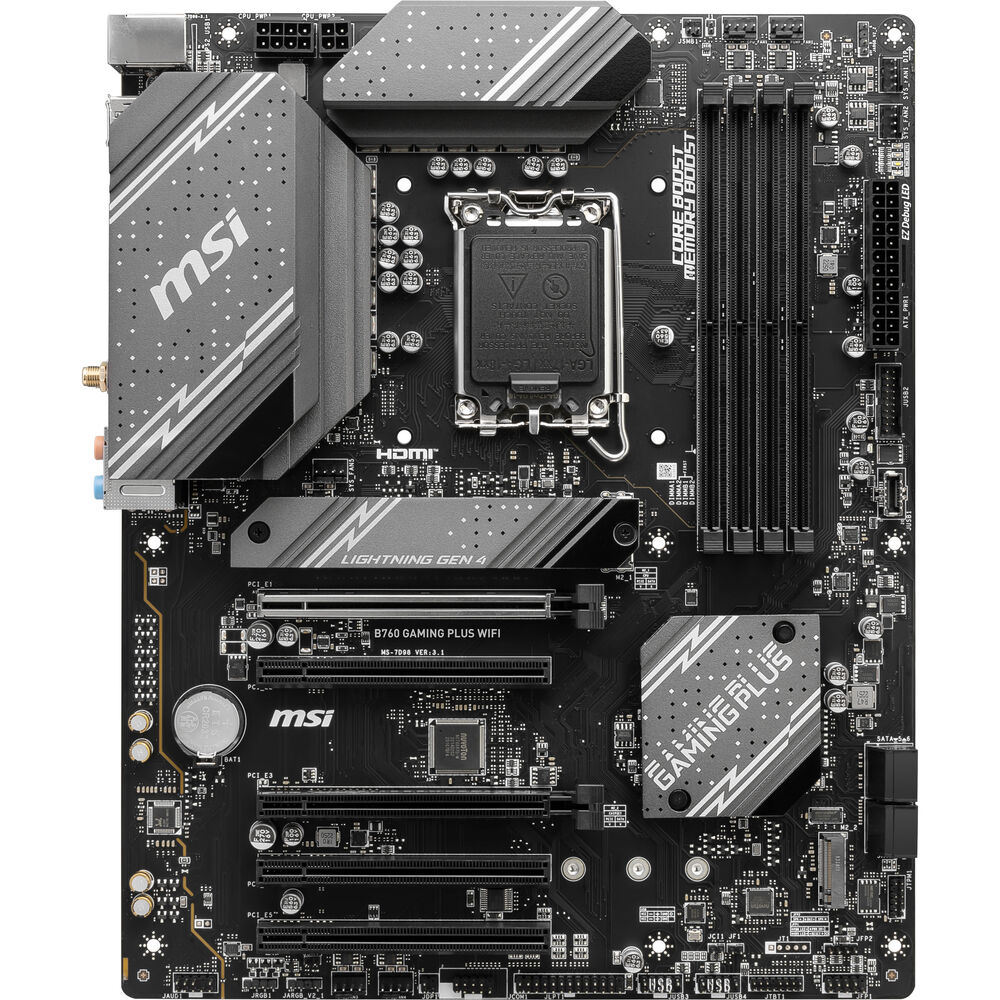 MSI B760 GAMING PLUS WIFI DDR5 ATX Motherboard | LGA1700 | Intel B760 | DDR5‑6800+ OC | PCIe 4.0 x16×2 | 2.5 GbE | Wi‑Fi 6E | USB‑C | M.2 Shield FROZR