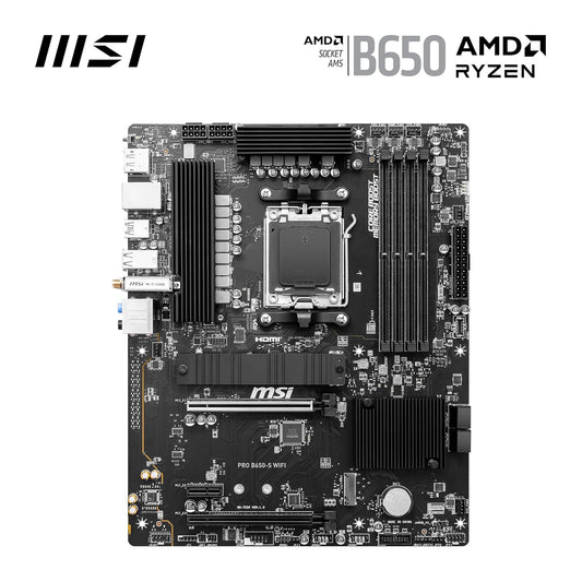 MSI PRO B650-S WiFi ProSeries Motherboard (AMD AM5 | ATX | DDR5 | PCIe 4.0 | M.2 | SATA 6Gb/s | USB 3.2 Gen 2 | HDMI/DP | Wi-Fi 6E | AMD Ryzen 7000 Series Desktop Processors)