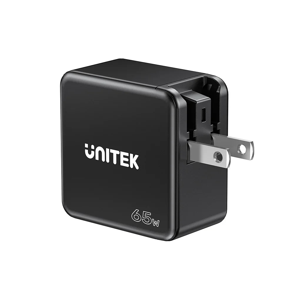 Unitek 65W GaN Travel Charger | Dual USB-C PD & USB-A QC 3.0 Ports | Compact Design | EU & UK Plug Adapters | Model P1117B