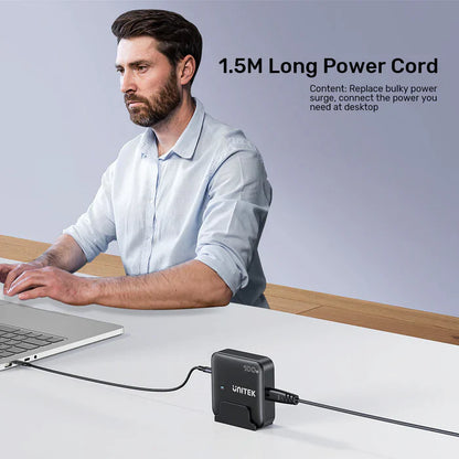 UNITEK 100W GaN Desktop Charger | 4-Port Fast Charging Station with Dual USB-C & USB-A | Multi Device Charging Hub with PD & QC Support
