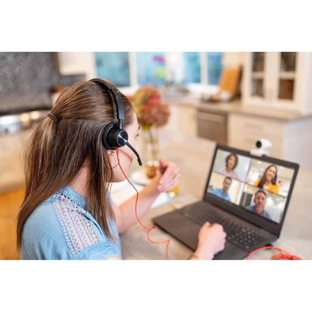Poly Blackwire 3310 Mono USB-C Headset, Microsoft Teams Certified, Noise-Canceling Mic, Inline Controls, with USB-C/A Adapter