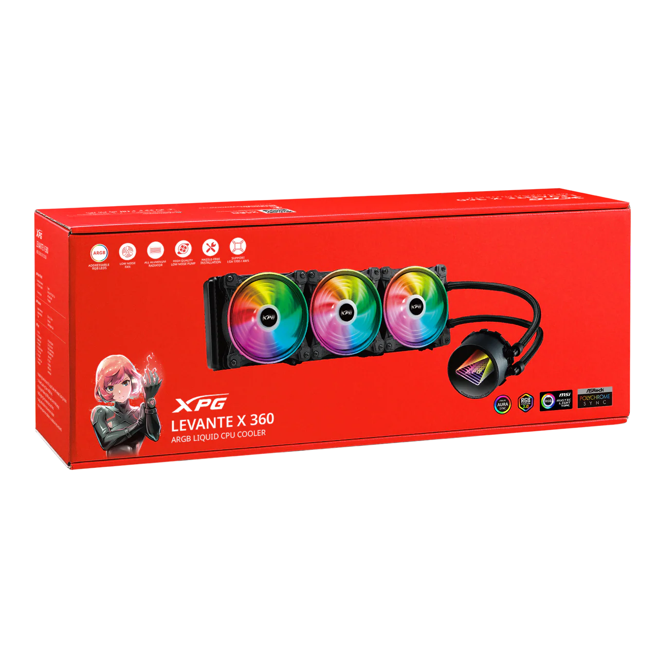 XPG Levante X 360 All-in-One ARGB CPU Liquid Cooler | 4.72 Maximum Fan Diameter -2000 RPM | Fluid Dynamic Bearing | 4-Pin