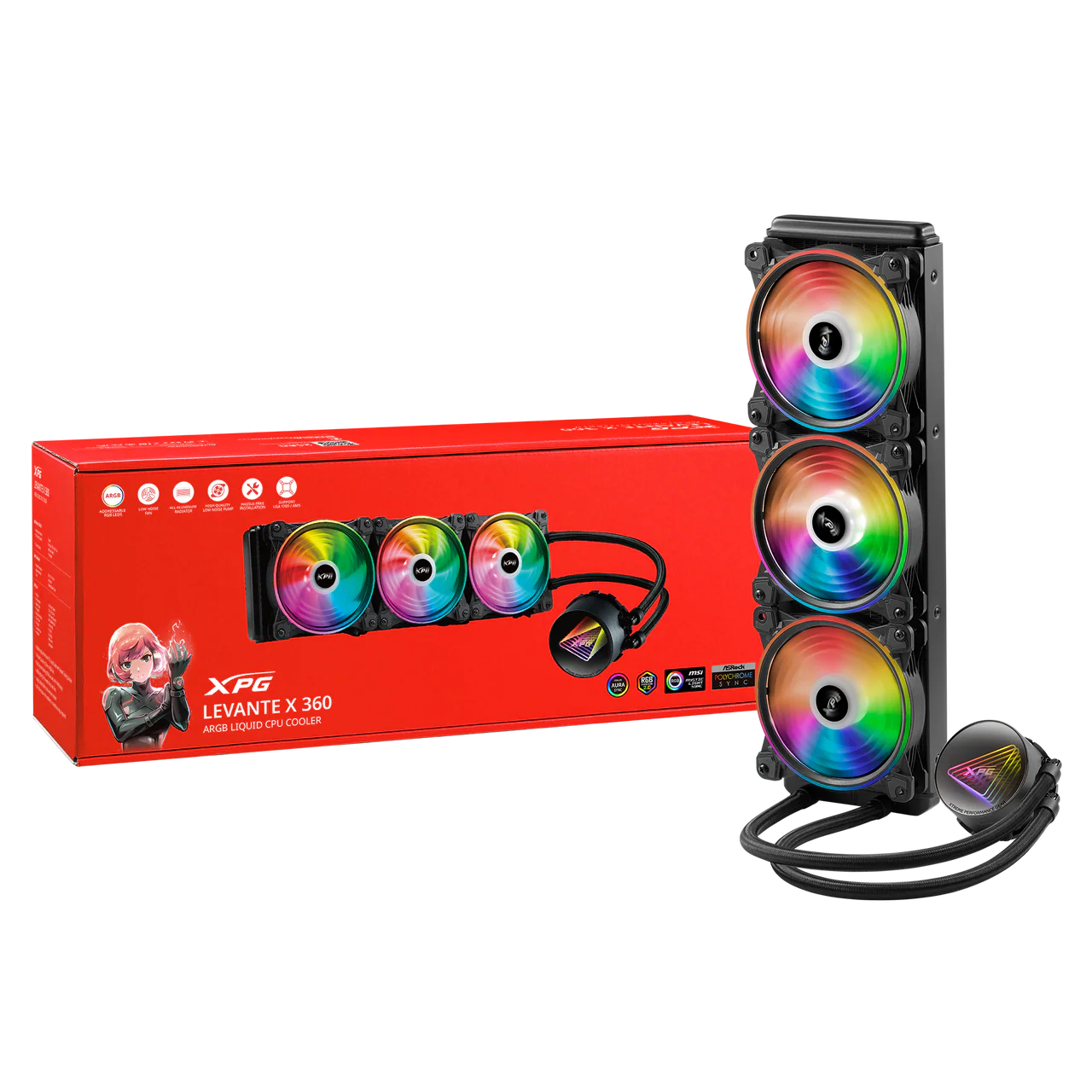 XPG Levante X 360 All-in-One ARGB CPU Liquid Cooler | 4.72 Maximum Fan Diameter -2000 RPM | Fluid Dynamic Bearing | 4-Pin