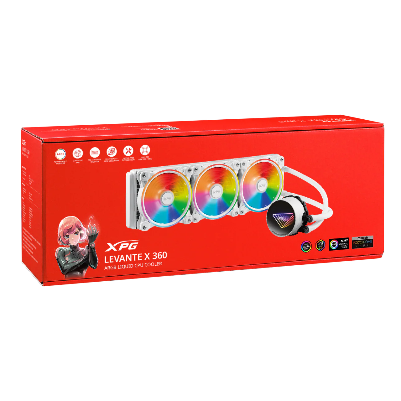 XPG Levante X 360 All-in-One ARGB CPU Liquid Cooler | 4.72 Maximum Fan Diameter -2000 RPM | Fluid Dynamic Bearing | 4-Pin