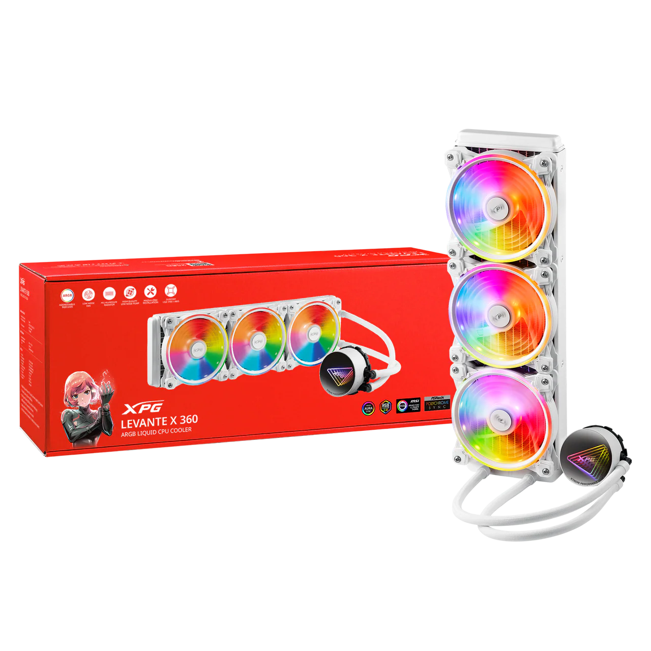 XPG Levante X 360 All-in-One ARGB CPU Liquid Cooler | 4.72 Maximum Fan Diameter -2000 RPM | Fluid Dynamic Bearing | 4-Pin