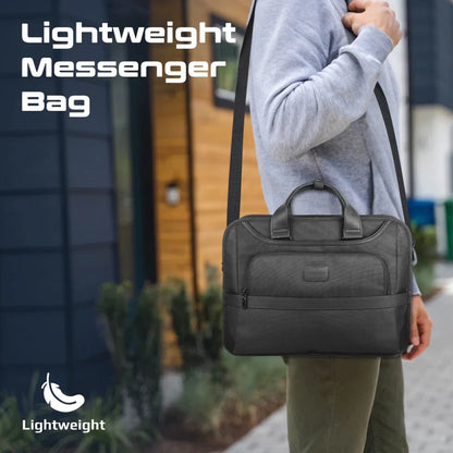 Promate Paramount-MB | Lightweight 15.6″ Laptop Messenger Bag | Water-Resistant 1680D Polyester | Padded Handle & Luggage Belt