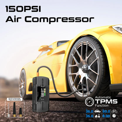 Promate PatrolPack-3 1200A/12V Jump Starter & 150PSI Air Compressor | 12000mAh Power Bank | QC 3.0 | DC Output | LED Flashlight | TPMS