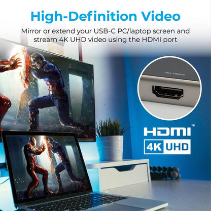 Promate PrimeHub-Go 9-in-1 USB-C Hub | 100W PD | 4K HDMI | Gigabit Ethernet | SD/TF | 4× USB