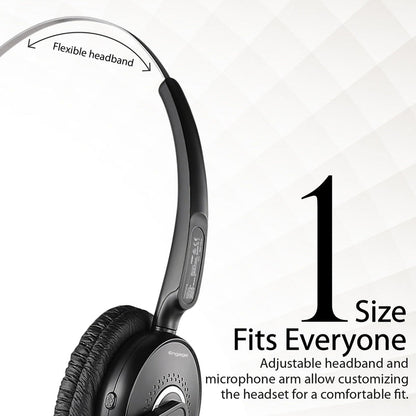 Promate Engage Over-Ear Mono Bluetooth Headset – HD Voice, Noise-Cancelling Mic, 14h Talk Time