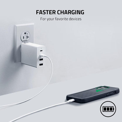 Razer USB-C 130W GaN Charger | 2x USB-C & 2x USB-A Ports | Compact Design | Travel-Ready with Swappable Plugs | Fast Charging