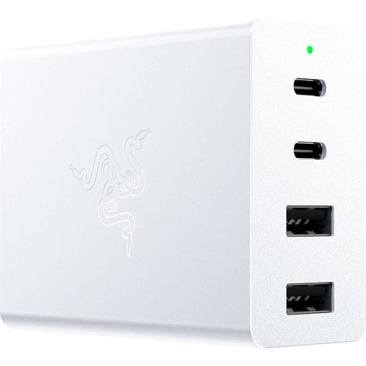 Razer USB-C 130W GaN Charger | 2x USB-C & 2x USB-A Ports | Compact Design | Travel-Ready with Swappable Plugs | Fast Charging