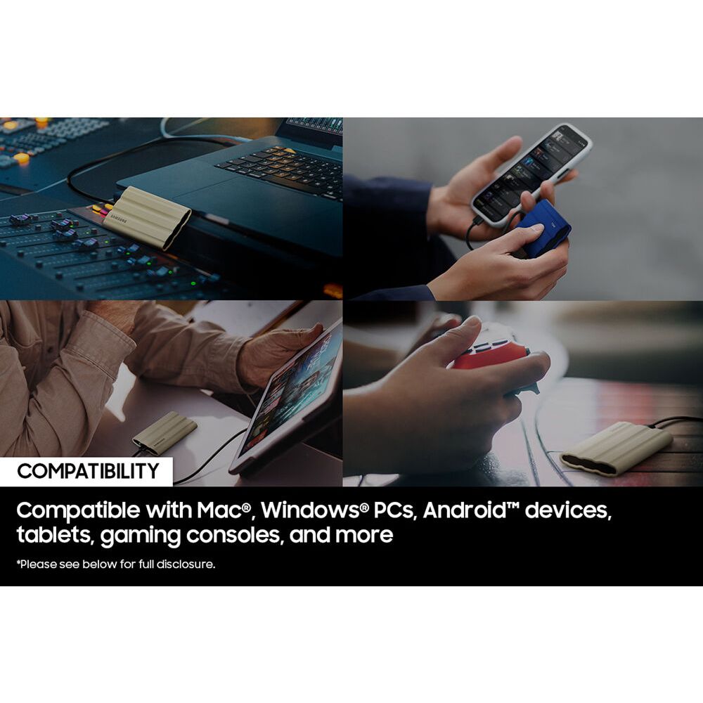 Samsung T7 Shield 1TB Portable SSD | USB 3.2 Gen 2 | Up to 1 | 050 MB/s Read | Rugged Design | IP65 Water & Dust Resistant | Moonrock Beige