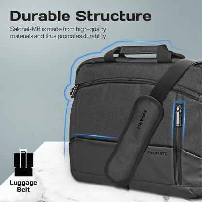 Promate Satchel-MB | 15.6″ Laptop Messenger Bag with Water-Resistant Padded Compartment & Multiple Pockets