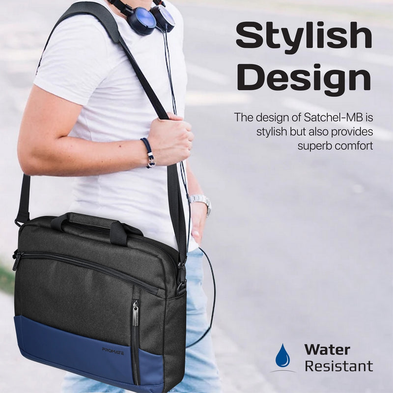 Promate Satchel-MB | 15.6″ Laptop Messenger Bag with Water-Resistant Padded Compartment & Multiple Pockets