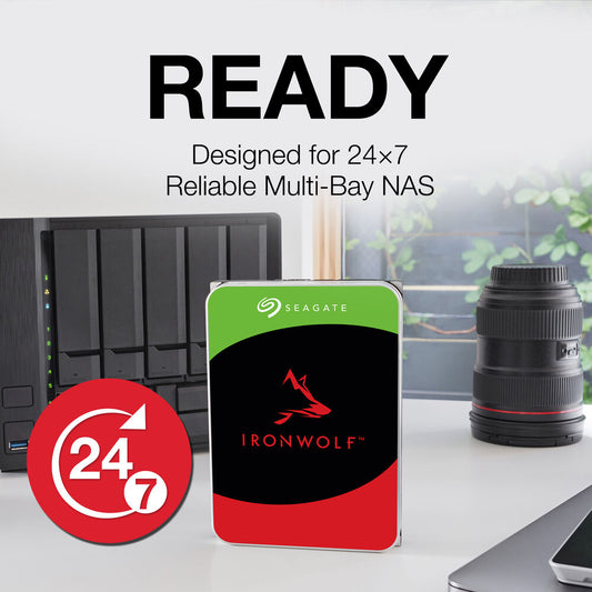 Seagate IronWolf 10TB NAS HDD – 3.5" SATA 6Gb/s, 7200 RPM, 256MB Cache, 180TB/yr Workload, CMR, RV Sensors