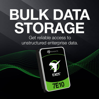 Seagate Exos 7E10 Enterprise HDD – 10TB, 7200 RPM, SATA/SAS, 550TB/yr Workload, 2M Hours MTBF