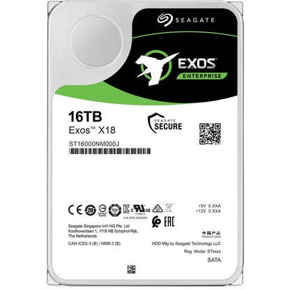 Seagate Exos X18 16TB Enterprise HDD – 3.5" SATA 6Gb/s, 7200 RPM, 256MB Cache, 550TB/yr Workload, CMR, Helium-Sealed, 2.5M MTBF