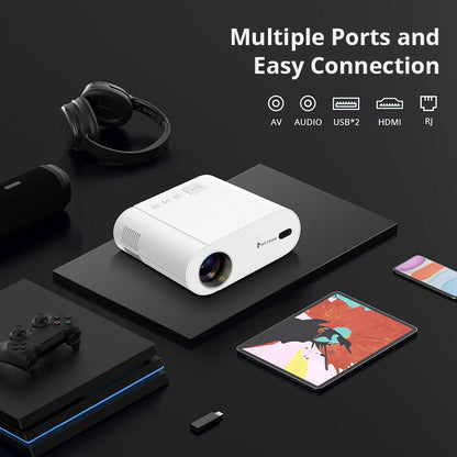 Avetron 1080P DLP Mini Projector – 200 ANSI Lumens, Android 7, 2GB+16GB, 4K Support, Dual-Band Wi-Fi, Bluetooth, Without built-in Battery