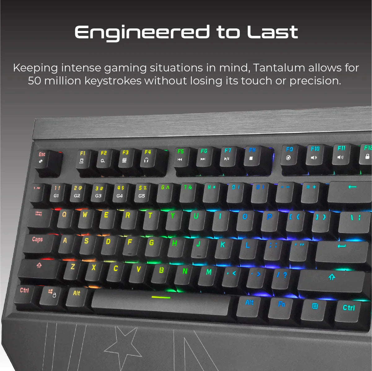 Vertux Tantalum Precision Pro Mechanical Gaming Keyboard – Outemu Blue Switches, RGB Backlighting, 50 Million Keystrokes