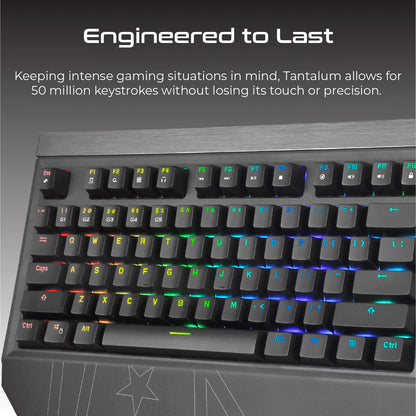 Vertux Tantalum Precision Pro Mechanical Gaming Keyboard – Outemu Blue Switches, RGB Backlighting, 50 Million Keystrokes