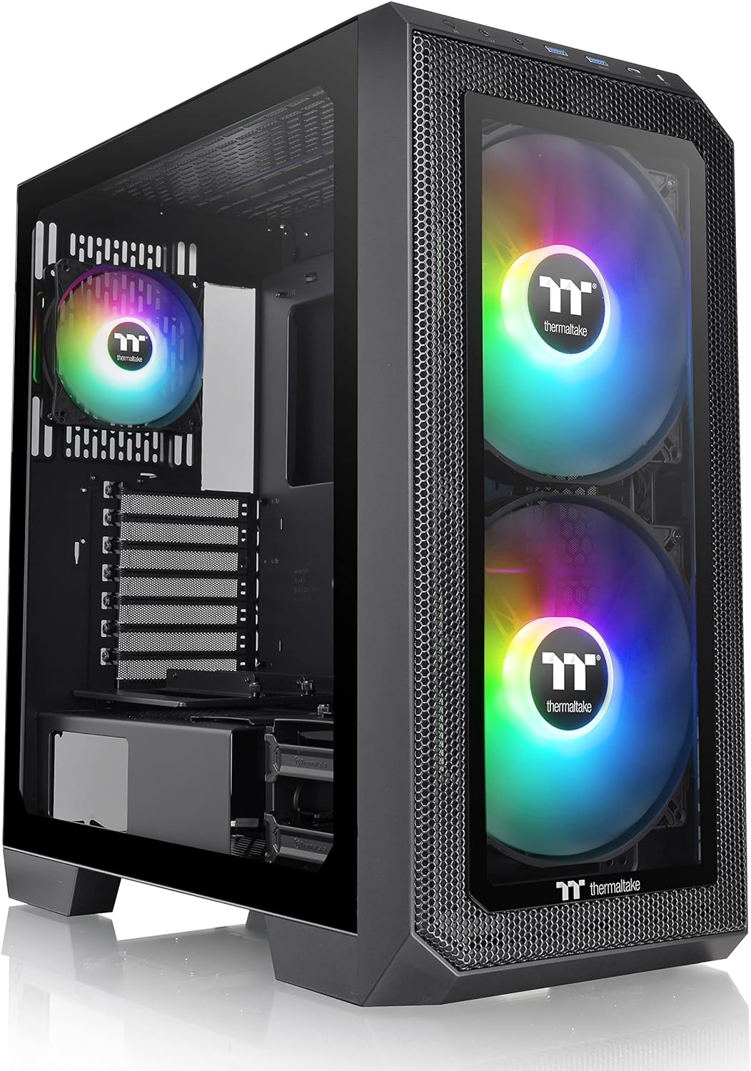 Thermaltake View 300 MX TG ARGB Motherboard Sync E-ATX Mid Tower Computer Case with 2x200mm Front & 1x120mm Rear ARGB Fan | Interchangeable Tempered Glass & Mesh Front Panel