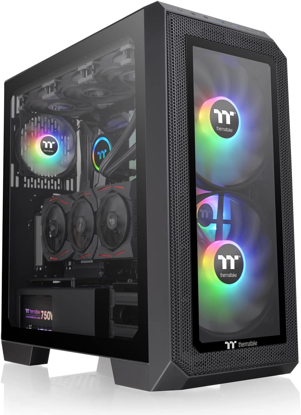 Thermaltake View 300 MX TG ARGB Motherboard Sync E-ATX Mid Tower Computer Case with 2x200mm Front & 1x120mm Rear ARGB Fan | Interchangeable Tempered Glass & Mesh Front Panel