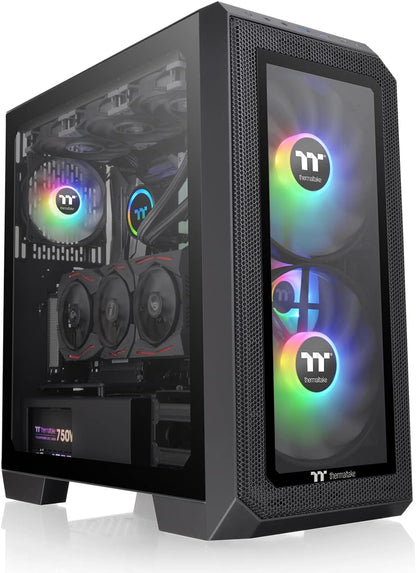 Thermaltake View 300 MX TG ARGB Motherboard Sync E-ATX Mid Tower Computer Case with 2x200mm Front & 1x120mm Rear ARGB Fan | Interchangeable Tempered Glass & Mesh Front Panel