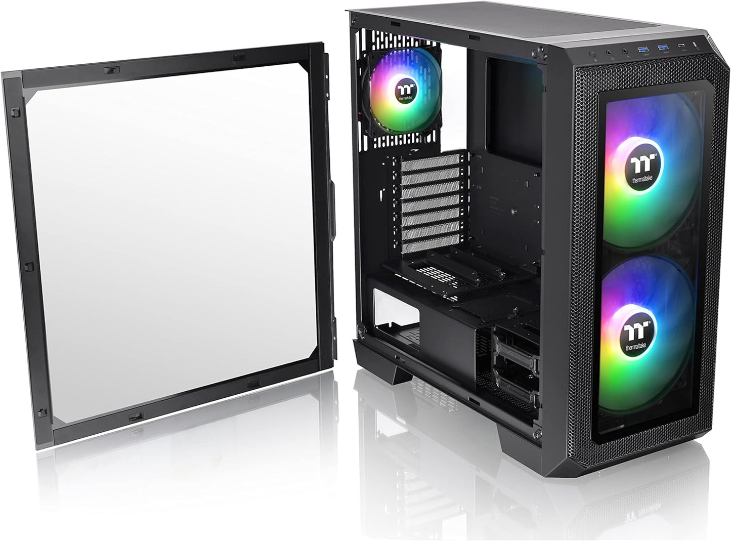 Thermaltake View 300 MX TG ARGB Motherboard Sync E-ATX Mid Tower Computer Case with 2x200mm Front & 1x120mm Rear ARGB Fan | Interchangeable Tempered Glass & Mesh Front Panel