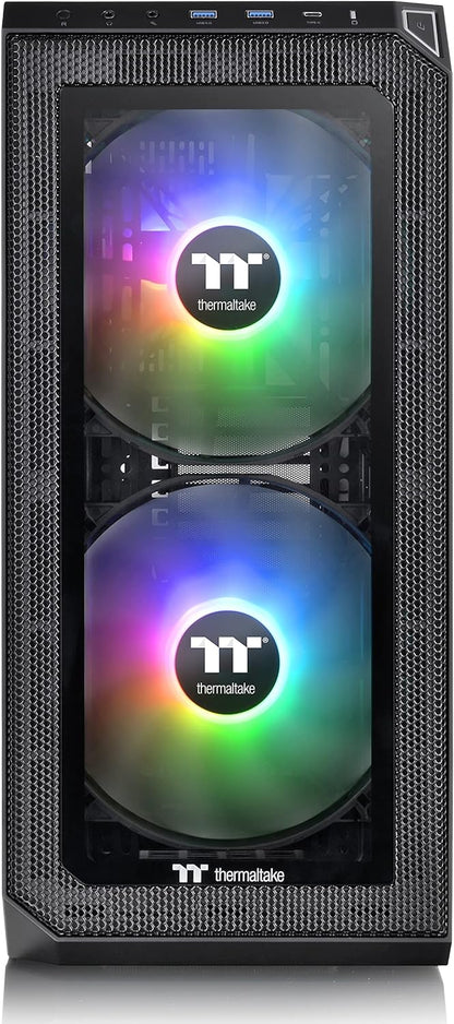 Thermaltake View 300 MX TG ARGB Motherboard Sync E-ATX Mid Tower Computer Case with 2x200mm Front & 1x120mm Rear ARGB Fan | Interchangeable Tempered Glass & Mesh Front Panel