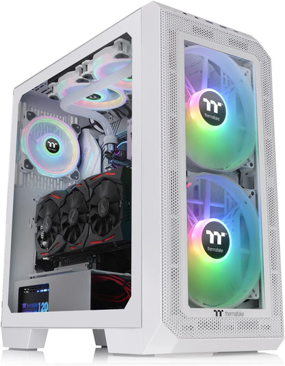 Thermaltake View 300 MX TG ARGB Motherboard Sync E-ATX Mid Tower Computer Case with 2x200mm Front & 1x120mm Rear ARGB Fan | Interchangeable Tempered Glass & Mesh Front Panel