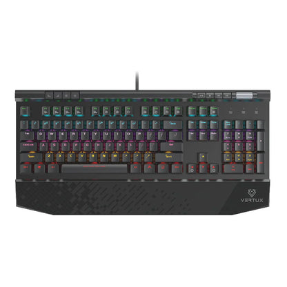 Vertux Tungsten Hyper Action Mechanical Gaming Keyboard – Black Switches, Rainbow LED Backlight, 50 Million Keystrokes.EN/AR