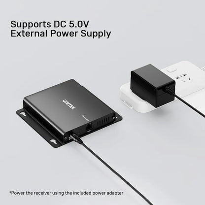 UNITEK 150 m USB Extender Over Ethernet with 4-Port USB Hub | Long-Range USB Signal Booster | Cat5e/6 Support | Plug-and-Play Expansion for USB Devices