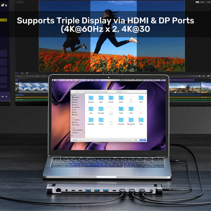 UNITEK UHB15 USB-C Triple 4K KVM Docking Station | Dual/Triple Monitor Support | USB Ports | Ethernet LAN | SD/TF Card Reader | 100W Power Delivery | KVM Switch Functionality