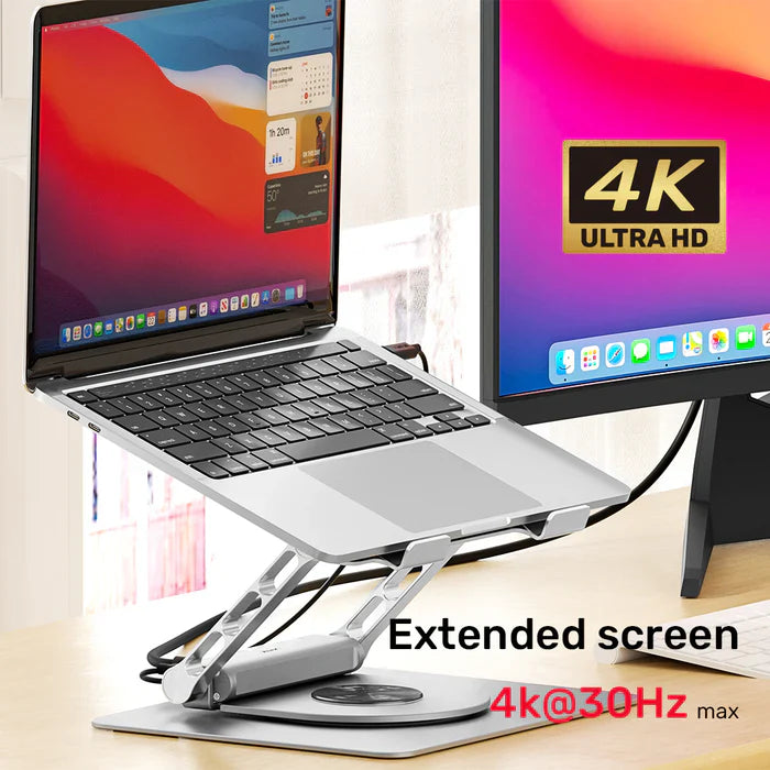 UNITEK Laptop Stand with Detachable USB-C Hub | Adjustable Ergonomic Laptop Holder with Integrated USB-C Hub (HDMI | USB Ports | SD/TF Card Reader | Ethernet)