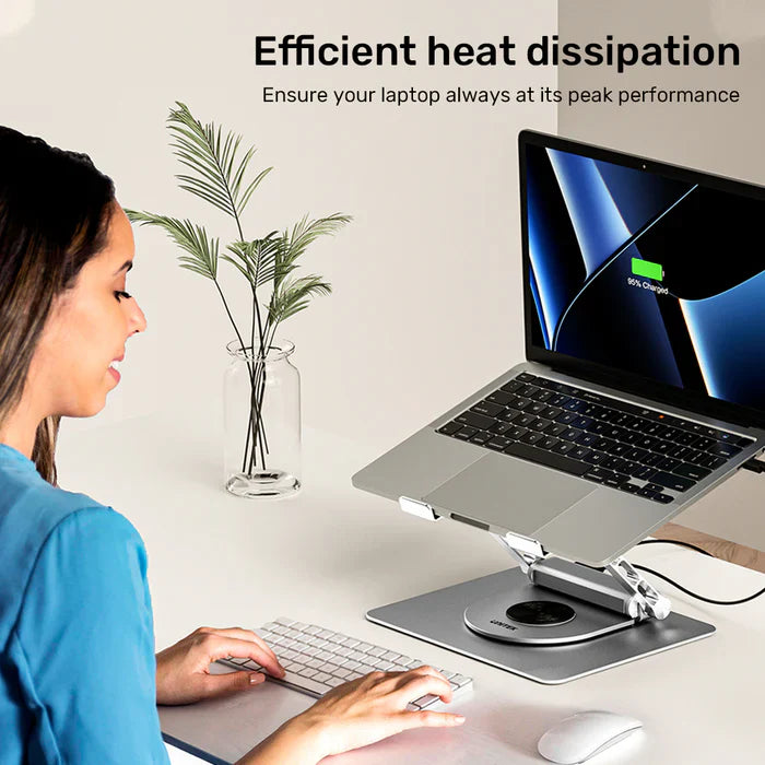 UNITEK Laptop Stand with Detachable USB-C Hub | Adjustable Ergonomic Laptop Holder with Integrated USB-C Hub (HDMI | USB Ports | SD/TF Card Reader | Ethernet)