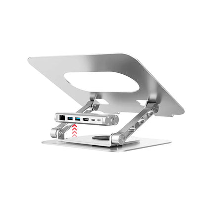 UNITEK Laptop Stand with Detachable USB-C Hub | Adjustable Ergonomic Laptop Holder with Integrated USB-C Hub (HDMI | USB Ports | SD/TF Card Reader | Ethernet)