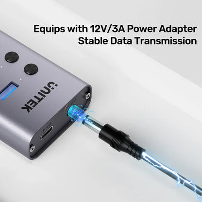 UNITEK 10-in-1 USB Hub with Individual Switches | Multi-Port USB Expansion with On/Off Control for Each Port | USB-A Connectivity | LED Indicators