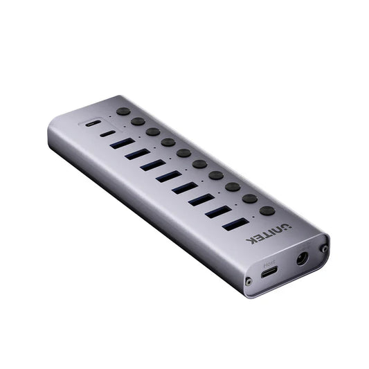 UNITEK 10-in-1 USB Hub with Individual Switches | Multi-Port USB Expansion with On/Off Control for Each Port | USB-A Connectivity | LED Indicators