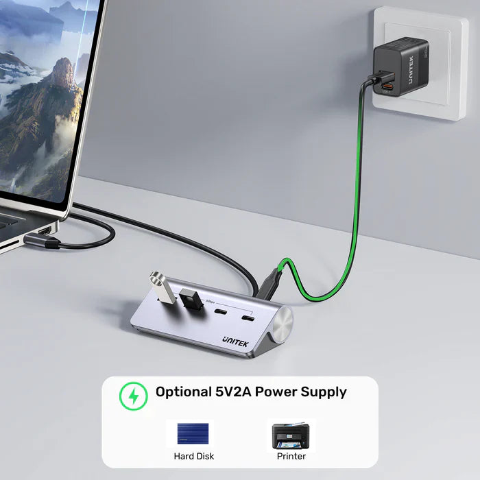 UNITEK uHUB Q4 USB-C Hub 4-in-1 | 10Gbps USB Data Transfer Hub with Aluminum Body | Plug & Play USB Expansion for Windows & macOS