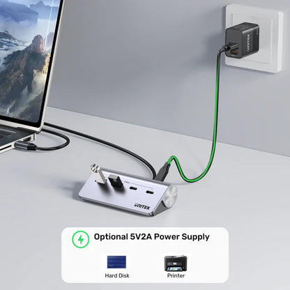 UNITEK uHUB Q4 USB-C Hub 4-in-1 | 10Gbps USB Data Transfer Hub with Aluminum Body | Plug & Play USB Expansion for Windows & macOS