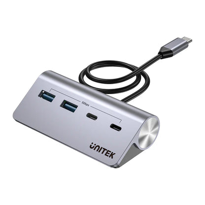 UNITEK uHUB Q4 USB-C Hub 4-in-1 | 10Gbps USB Data Transfer Hub with Aluminum Body | Plug & Play USB Expansion for Windows & macOS