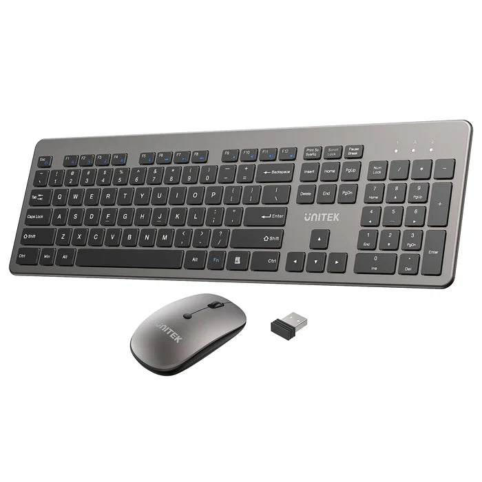 UNITEK SlimDuo Wireless Keyboard and Mouse Combo | 2.4GHz Full-Size Silent Keyboard & 1600 DPI Mouse | USB Plug & Play | Windows/Mac/Linux