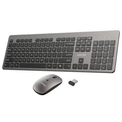 UNITEK SlimDuo Wireless Keyboard and Mouse Combo | 2.4GHz Full-Size Silent Keyboard & 1600 DPI Mouse | USB Plug & Play | Windows/Mac/Linux