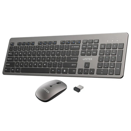 UNITEK SlimDuo Wireless Keyboard and Mouse Combo | 2.4GHz Full-Size Silent Keyboard & 1600 DPI Mouse | USB Plug & Play | Windows/Mac/Linux