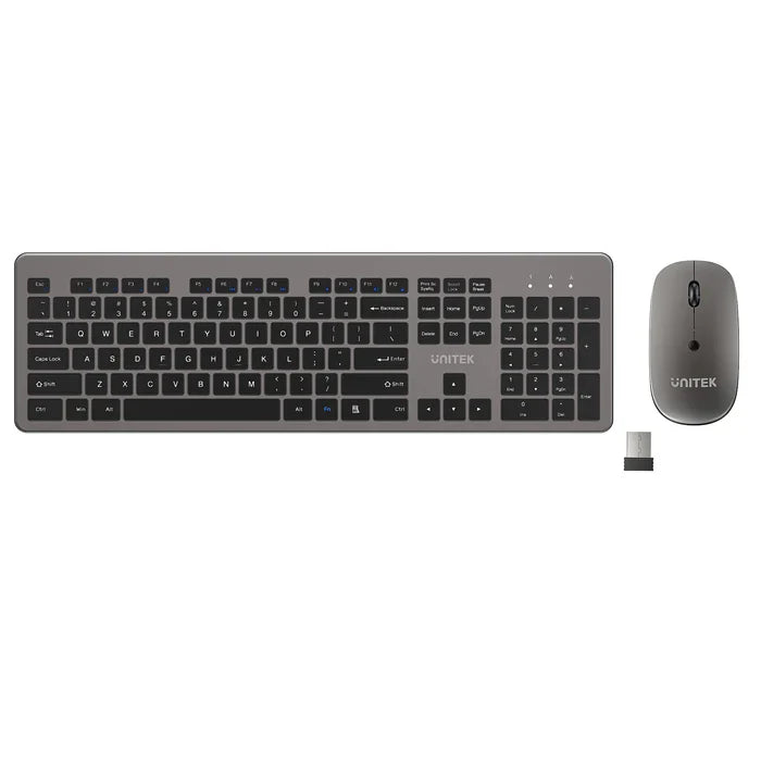 UNITEK SlimDuo Wireless Keyboard and Mouse Combo | 2.4GHz Full-Size Silent Keyboard & 1600 DPI Mouse | USB Plug & Play | Windows/Mac/Linux