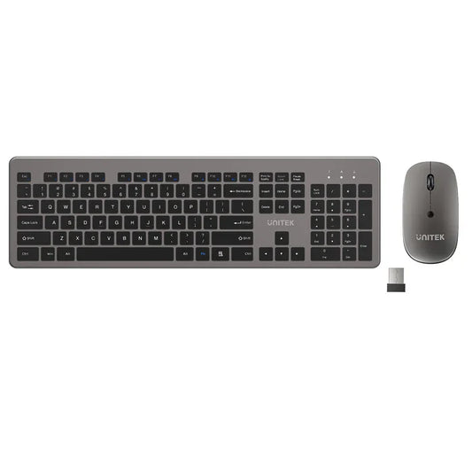 UNITEK SlimDuo Wireless Keyboard and Mouse Combo | 2.4GHz Full-Size Silent Keyboard & 1600 DPI Mouse | USB Plug & Play | Windows/Mac/Linux