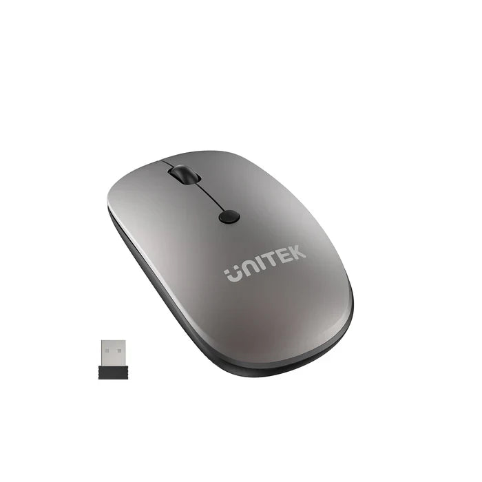 UNITEK SlimTrack Wireless Optical Mouse | 2.4GHz Cordless Mouse with 1600 DPI | Silent Click | Ergonomic Design | USB Plug & Play for Laptop and PC