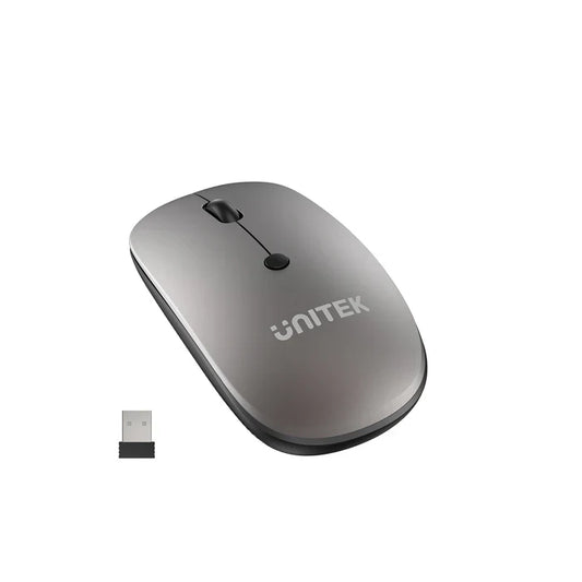 UNITEK SlimTrack Wireless Optical Mouse | 2.4GHz Cordless Mouse with 1600 DPI | Silent Click | Ergonomic Design | USB Plug & Play for Laptop and PC